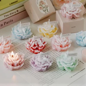 Handmade Flower Shape Carnation Scented Perfume Candles Souvenir Home Decor Soy Wax Bulk Personalized Scented Candles