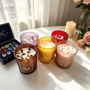 Handmade Luxury Crystal Constellation Premium Scented Candles Gift in Amber Glass Jar with Package for Valentine’s Day