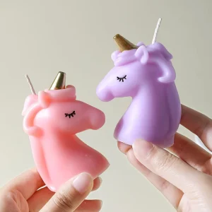 Handmade Macaron Color Unicorn Scented Soy Wax Aromatherapy Candle for Cake Decoration