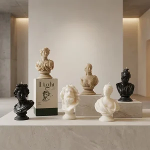 Handmade Modern Soy Blend Wax Roman Bust Candle for Home Decor