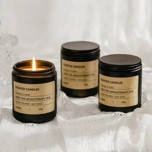 Handmade Organic Environment Friendly Aromatherapy Scented Candles Smokeless Premium Glass Brown Scented Holiday