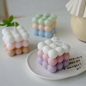 Handmade Paraffin & Soy Wax Fresh Scent Gradient Three Color Magic Cube Art Form Niche High-end Aromatherapy Candle