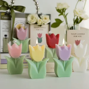 Handmade Paraffin Wax Tulip Scented Candle Brand Pouring Craft Perfect Gift for Teacher’s Day Cozy Floral Inspired Ambiance(5)