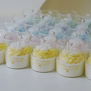 Handmade Peony Flower Glass Cup Soy Wax Scented Candles Wedding Party Valentine’s Day Gift Home Decor Aromatic Candles in Jar
