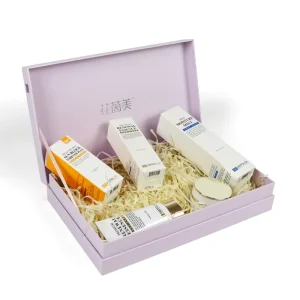 Handmade Romantic Valentine’s Day Makeup Gift Set Box for Women Recyclable Cosmetic Box Sponge Lining for Bridesmaid Embossing