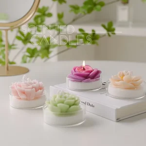 Handmade Simulated Succulent Candles Birthday Gifts Rose shaped Plant Glass Scented Cup Creative Decoration