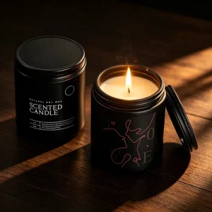 Handmade Soy Wax Candle Smoke Free Fragrance Matte Black Jar Valentine’s Day Aromatherapy Gift