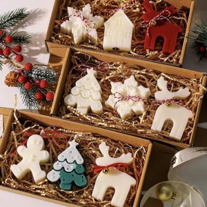 Handmade Soy Wax Candles Christmas Tree & Deer Scented Aromatherapy 100% Natural Gift Boxed