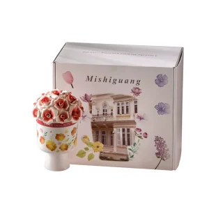 Handmade Soy Wax Ceramic Bouquet Aromatherapy Candle Gift Box with Long Lasting Fragrance for Bedroom Birthday Wedding Gifts