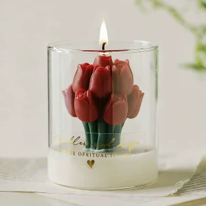 Handmade Soy Wax Flower Shaped Aromatherapy Scented Candles for Wedding Halloween Valentine’s Day Home