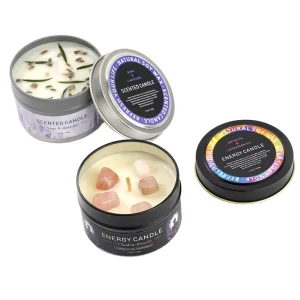 Handmade Soy Wax Tin Small Candle with Aromatherapy Lavender Sage Fragrance Frosted Jars Lids for New Year Parties