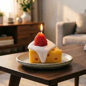 Handmade Soybean Wax Cheese Shaped Aromatherapy Candles with Fruity Floral Scent Creative Gift for Christmas Birthday New Year