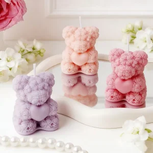Handmade Teddy Bear Scented Candle Natural Soy Wax Smokeless Aromatherapy Home Decor Wedding Birthday Holiday Gift