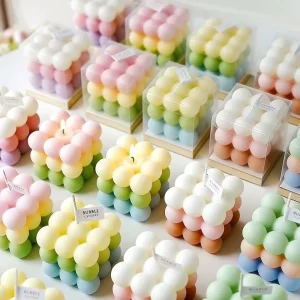 Handmade Tri color Bubble Cube Scented Candle Paraffin Soy Wax Blend Long lasting Smoke less Minimalist Aromatherapy Decorative