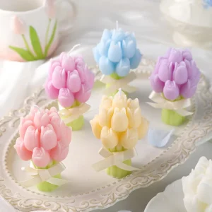 Handmade Tulip Flower Bouquet Shaped Design Soy Wax Aroma Candle Creative Home Decor Mother’s Day Gift Scented Candles