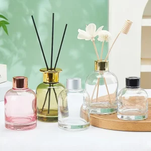 Hanging Indoor Fragrance Diffuser Transparent Glass Bottle with Reed Ornaments