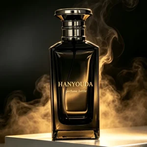 High End Black Glossy Square Perfume Bottle with Metallic Cap Custom Logo Empty Fragrance Atomizer for Men Perfume Packaging
