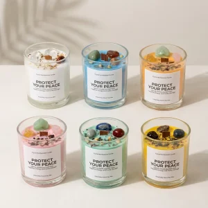 High-End Handmade Soy Wax Aromatherapy Candles Crystal Stone Modern for Parties Birthdays Including Valentine’s Day