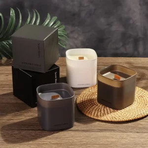 High End Simple Black Square Jar Aromatherapy Candle Gift Box Natural Soy Wax for Birthday Presents Wedding Hand Gifts