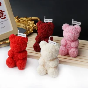 High Quality E140 Rose Bear Shaped Soy Wax Candle Handmade Eco-Friendly Pattern Craft Promotional Gift Scent