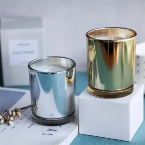High Quality Golden Electroplating Glass Jars Soy Wax Candle Christmas Scented Gift Set Scented Candle