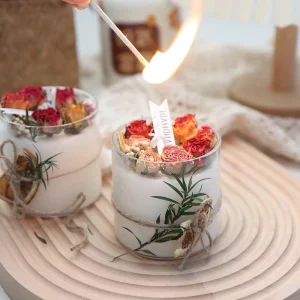 High Quality Smoke free Soy Candle Custom Dry Flower Scented Candle for Christmas Gift
