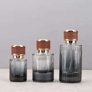High end 30ML Striped Perfume Decant Bottle Portable Spray 50ML Empty Bottle Press type Screw Cap Large Capacity