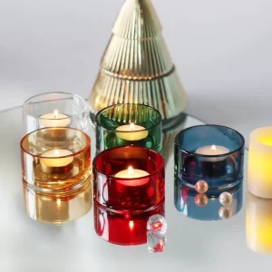 Highly Attractive Red Glass Candle Holder Home Decoration Table Setting Wedding Blue-green Romantic Ambiance Tealight