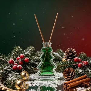 Holiday Limited Edition Aromatherapy Reed Diffuser Christmas Tree 100ml Empty Glass Fragrance Bottle Screw Cap Carton