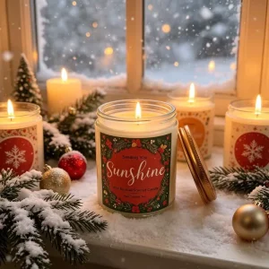 Holiday Semi handmade Soy Wax Smokeless Frosted Cup Candles 7 oz for Christmas Gifts & Party Favors