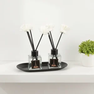 Home Aromatherapy Reed Diffuser Sets 50ml Transparent Glass Bottle Flower Sticks Customizable Scent Fireless Fragrance Diffusers