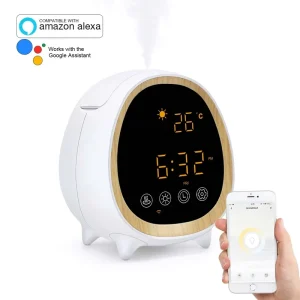 Home Decor Clock Scent Diffuser 200ml Smart WiFi Remote Ultrasonic Cool Mist Aroma Diffuser for Bedroom and Office