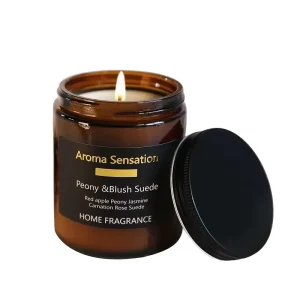 Home Decor Scented Candle Luxury Custom Brand Private Logo Amber Fragrance Aroma Candle in Bulk