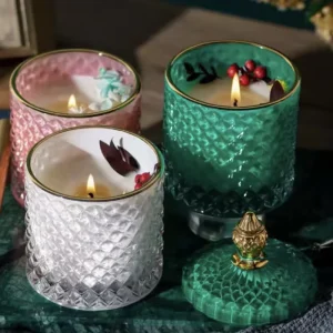 Home Decoration Embossed Crystal Fragrance Oils Aromatherapy Candles Custom Scented Soy Wax Candles with Flowers Gift Set