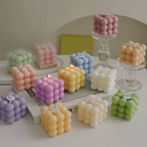 Home Decoration Handmade Bubble 3D Cube Creative Aromatherapy Candle Soy Wax Cute Bubble Customized Scented Candles