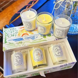 Home Decorative Luxury Soy Wax Glass Jar Candle Christmas Healing Scented Candle Set with Luxury Packaging Gift Box