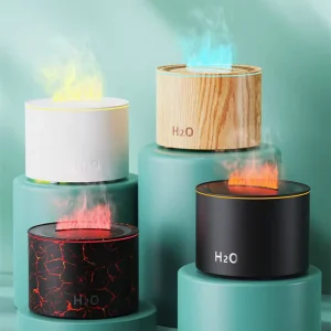 Home Flame Diffuser Mini Smart Desktop Quiet Seven color Atmosphere Simulation Flame Smart Essential Oils Humidifier