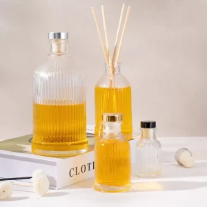 Home Fragrance Transparent Round 30ml 100ml 200ml 500ml Empty Glass Reed Diffuser Bottle Packaging with Stick