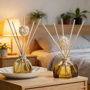 Home Hotel Gardenia Reed Diffuser 50ml Eco Friendly BPA Free Alcohol Free Handcrafted Glass Jar Essential Oil Fragrance Set