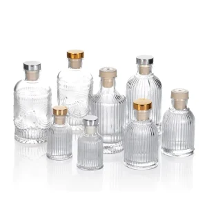 Home Room Perfume Bottle Packaging Empty Luxury Large Clear 50ml 100ml 150ml 200ml Round Glass Reed Diffuser Bottle