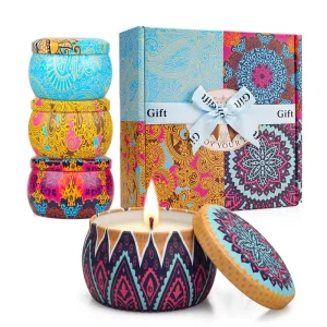 Hot Sales Luxury Gift Set Metal Aroma Tins Jar Candle Natural Soy Wax Scented Candles