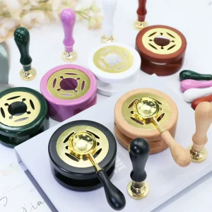 Hot Sealing Wooden Metal Wax Warmer Wax Seal Kit with Candle Furnace Melting Wax Spoon Tealight Candles