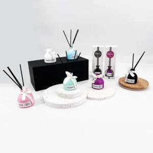 Hot Selling 40ml Household Fireless Aromatherapy Reed Diffuser Set with Unique Glass Bottle