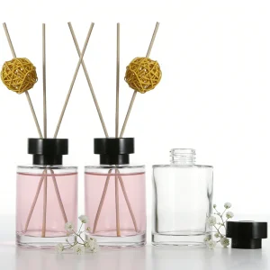 Hot selling Transparent Reed Diffuser for Home Use 150ml Natural Reed Oil Round Glass Bottle