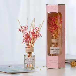 Hotel Home Fragrance Dried Flowers Stick Aroma Oil Air Freshener Bottle Private Label Custom Reed Diffuser Gift Box