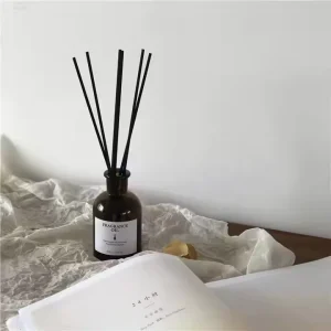 Household Fragrance Dark Brown Clear Glass 100ml Empty Reed Diffuser Bottle with Screen-Printed Cork Seal