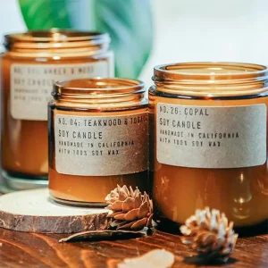 Huaming Home Decor Soy Wax Fragrance Candles Luxury Private Label Amber Glass Jar Holiday Scent Unique Scented Candle