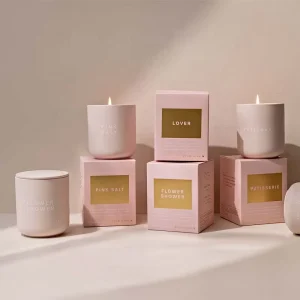 Huaming Luxury Rose Gold 60% Sandalwood and Pear Soy Wax Aromatherapy Scent Candle Scented 10oz Candles for Resale