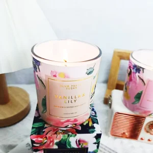 Ins Style Plant Wax Scented Aromatherapy Candle Glass Cup Smokeless Semi manual Semi mechanical for Bedroom Use