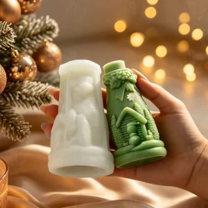 J10-574 Christmas Bottle DIY Handmade Scented Candle Silicone Mold Holiday Gift Christmas Decorations Candle
